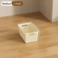 Cream medium sized plastic storage basket for home and kitchen organization 1PC - Medium (26.5x18x13.5cm) / Medium Cream