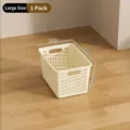 Large cream plastic storage basket 30x21x17cm dimension for home organization - Regular Fit / L / Cream