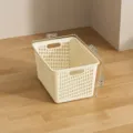 Extra large cream plastic storage basket with handles for home kitchen organization - Regular Fit / XL / Cream