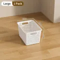 Large white perforated plastic storage basket with handles for home organization, 30x21x17cm - Regular Fit / L / White