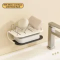 Portasapone a doppio strato crema e nero con griglia in metallo per bagno moderno - Con Supporto in Ferro / Nero