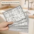 5-pack absorbent double-sided dishcloths with cute cartoon cat prints for kitchen cleaning - Cartoon Cat Steel Wire Double Sided / 5 Pieces