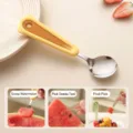 Cream yellow 2-in-1 stainless steel fruit spoon with integrated watermelon fork - Creamy Yellow