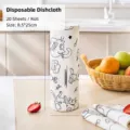 Disposable kitchen cleaning cloth roll with cute cat pattern, pack of 20 absorbent sheets - Cartoon Cat And Dog Print / Pack of 20