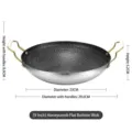Wok de 9 pouces en acier inoxydable à structure en nid d'abeille avec poignées dorées - 9 Pouces