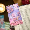 Cherry blossom magnetic bookmark set under the moon with pastel oil painting style - 2 Bookmarks And 1 Postcard / Cherry blossoms under the moon