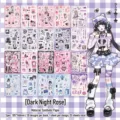 Dark Night Rose sticker book with cartoon girl illustrations and purple aesthetic - Dark Night Rose / 20 Sheets