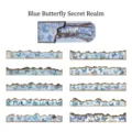 Set di adesivi vintage con farfalle blu e fiori per decorazione di diari fai-da-te - Mistero della Farfalla Blu / 20 Fogli/Confezione