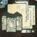 Fairy tale hamster stationery set including 3 green envelopes and 6 yellow letter sheets - Water Freesia / 3 Envelopes 6 Papers 3 Stickers