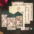 Vintage peony and fox letter set with 3 envelopes, 6 sheets, and 3 stickers - Peony Letter / 3 Envelopes 6 Papers 3 Stickers