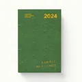 Groene jaarplanner 2024 notitieboek met getextureerde papieren omslag en goudfolie - Groen