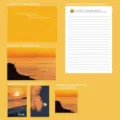 Sonnenuntergang Ozean Briefpapier-Set mit Umschlägen und Postkarten - Sonnenuntergang Berg Meer / 125x175mm Umschlag Kit