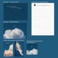 Ästhetisches Briefumschlag- und Briefpapier-Set in Blau mit Wolkenmotiv und Postkarten - Wolkenartiges Meer / 125x175mm Umschlag Kit
