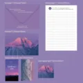 Briefpapier-Set mit Bergsonnenuntergang-Motiv, Umschlägen und Postkarten in Lila - Abendrot Berg / 125x175mm Umschlag Kit