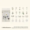 Witte Romantiek bloemen PET-stickerset met vlinder- en potontwerpen, 35 stuks - Witte romantiek / 35 Vellen/Verpakking