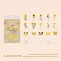 PET-stickers in oranje zonsondergangthema met zonnebloem en vlinder - Oranje Zonsondergang / 35 Vellen/Verpakking