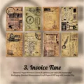 Vintage scrapbooking material paper set with retro bill designs 40 sheets for DIY journals - Invoice Time / 40 Pieces/Pack
