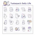 Süße Cartoon-Hasen-Sticker in Pastellfarben für DIY-Scrapbooking und Tagebuch-Dekoration - Kaninchen Alltag / 40 Stück/Packung