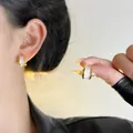 Sweet pink petal-shaped enamel drip oil earrings with high-grade 925 silver needles - Pink Gold Petal Style (EH3747)