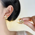 Elegant sweet pink petal flower stud earrings with 925 silver needle for women jewelry - Pink Gold Edge Petal Style (EH3415)