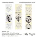 Golden bronzing Lily Night series PET stickers for scrapbooking and DIY collage crafts - Night Of Lilies / 6 Pieces/Pack