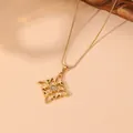 Detailansicht der goldenen Halskette mit irischem Knoten-Anhänger und Katzenaugenstein-Kern. - Stil 7 (231104) / Gold