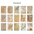 Vintage nautical map scrapbooking material paper stickers for retro journal decoration - Nautical