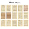 Collection of vintage lightweight material paper featuring antique music scores for journals - Music Score