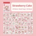 Schattige aardbeientaart thema washi stickers set van 50 stuks voor dagboek decor. - Verpakking van 50 stuks / Aardbeientaart