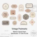 Retro vintage scrapbook stickers assortment 45 pieces set - 45 Pieces/Pack / Vintage Postmark