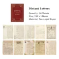 Set of 10 vintage simulation book pages and letters for scrapbooking, 130x184mm size - 10 Sheets Set / Distance Letters