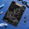 Eleganter schwarzer Acryl-Klemmbrett mit silberner Laser-Kranich-Gravur - Müßige Wolken Wilder Kranich Schwarz (Heißprägen Silber)