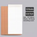 Portable tear-off grid notepad pack of 10 for planning and notes 70x138mm 50 sheets - Grid Inner Pages / Pack of 10