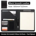 Schwarze A4 Leder-Konferenzmappe inklusive Klemmbrett und einem 30-Blatt-Notizblock - Standard (Ohne Taschenrechner) / Schwarz