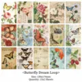 Carta decorativa vintage con farfalle e fiori per scrapbooking, 120x174mm, 30 fogli - Ciclo di Sogno della Farfalla (YYM11) / 30 Fogli