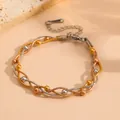 Three-layer multi-color braided snake chain bracelet with metal beads for women fashion jewelry - Bracelet / Three Colors