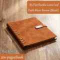 Cuaderno de hojas sueltas de cuero marrón B5 con hebilla y 200 páginas en blanco - B5 / Estilo de Hojas Sueltas con Páginas en Blanco y Cierre Plano / 272mm x 202mm / Marrón Oscuro