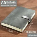 Grijze A5 professionele notebook met een platte gesp en 240 dikke pagina's, 213x148mm - Platte Sluiting / 240 pagina's / Gentleman Grijs