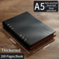 Cuaderno A5 negro de hojas sueltas con 200 páginas gruesas y anillas - A5 / Estilo de Hojas Sueltas Caladas / 230mm x 160mm / Negro Puro Profundo