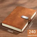 Professioneel A5 zakelijk notitieboek, bruine kunstleren omslag, metalen gesp, 240 pagina's - Platte Sluiting / 240 pagina's / Donker Oranje Bruin