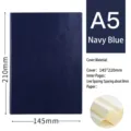Επαγγελματικό σημειωματάριο Α5 από μπλε δέρμα με 100 φύλλα χαρτί με γραμμές των 8mm - Μαλακό Δέρμα A5 Ναυτικό Μπλε / 200 σελίδες