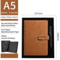 A5 braunes Leder Business Notizbuch Geschenkset mit Premium Stift und schwarzer Box - Metallschnalle Braun Hart Geschenkkarton Stil