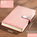 Cuaderno A5 premium rosa cerezo en cuero sintético, engrosado, 240 páginas con hebilla - Estilo de Hebilla Plana / 240 páginas / Rosa Sakura