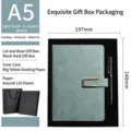 A5 Business Notizbuch Geschenkbox Set in Hellgrün mit Metallstift und Tasche - Metallschnalle Hellgrün Hart Geschenkkarton Stil