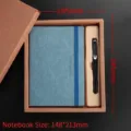 Set de regalo de cuaderno de negocios A5 azul profesional con bolígrafo y caja de lujo - A5绑带笔记本套装 / Azul