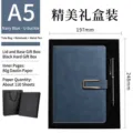 Premium marineblaues A5 Business Notizbuch Geschenkset mit elegantem Metallstift - Metallschnalle Marineblau Hart Geschenkkarton Stil