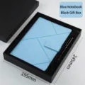 Blaues A5 Magnet-Notizbuch und Stift-Set in einer schwarzen Premium-Geschenkbox - Blaues Notizbuch Mit Schwarzem Geschenkbox-Set