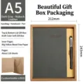 A5 Business-Notizbuch-Geschenkset in Dunkelgrau mit Stift und Box - Nubukleder Dunkelgrau Weich Geschenkkarton Stil