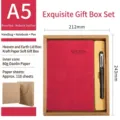 Geschenkset mit A5-Notizbuch in Rosenrot aus Nubukleder und passendem Stift - Nubukleder Rosenrot Soft-Geschenkkarton Stil