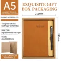 Premium Orange A5 Nubukleder Notizbuch und Stift Business Geschenkset in Kraftbox - Nubukleder Orangegelb Soft-Geschenkkarton Stil